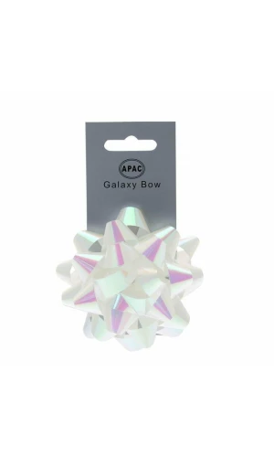 Galaxy Bow On Header Iridescent White 75mm - 1pk