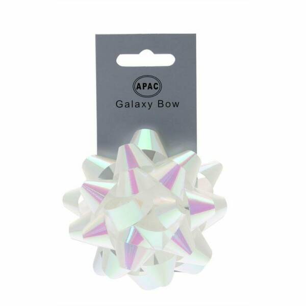Galaxy Bow On Header Iridescent White 75mm - 1pk