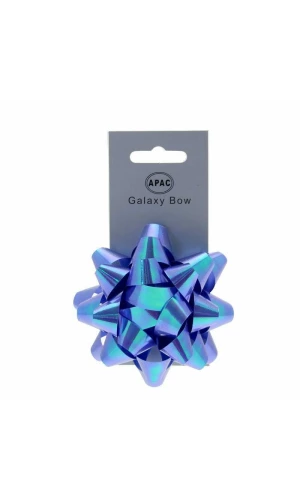 Galaxy Bow On Header Iridescent Blue 75mm - 1pk