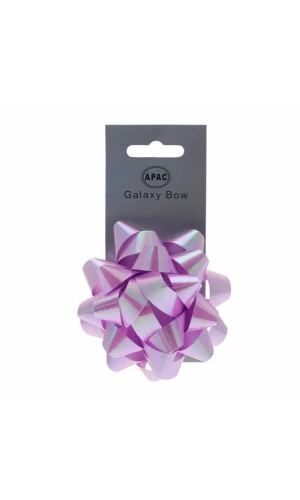 Galaxy Bow On Header Iridescent Lilac 75mm - 1pk