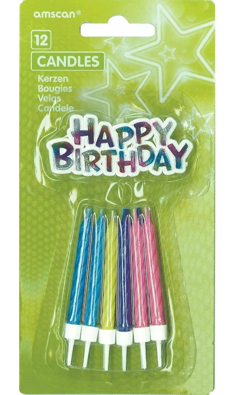 Candles Birthday with Holders - 12pk