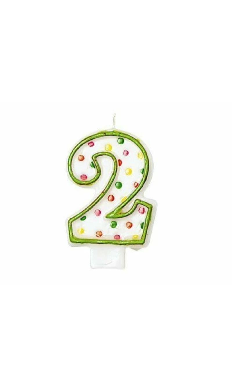 Candle Number 2 Green - 7cm