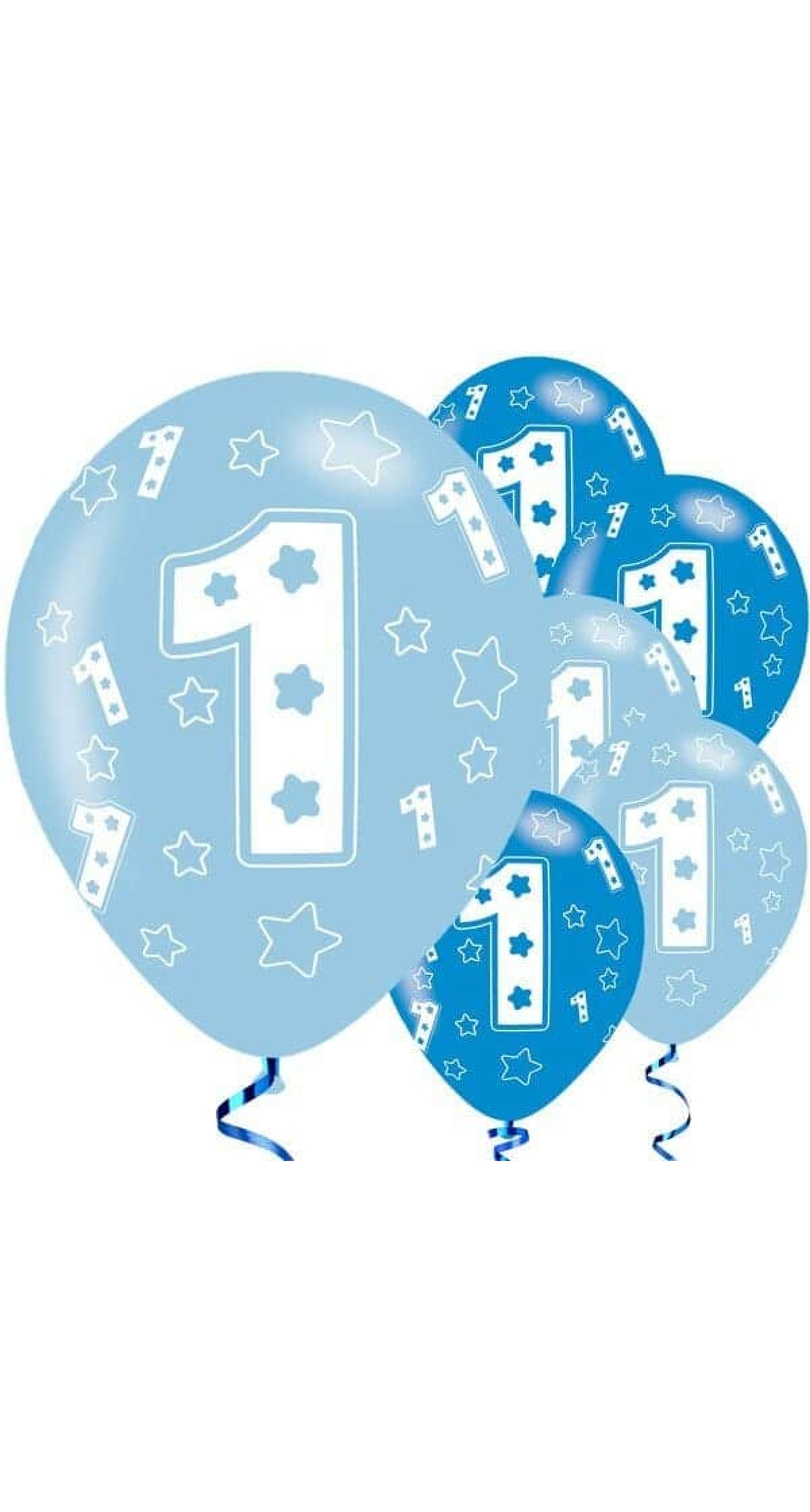 1st Birthday Blue Printed Latex Balloons 11" - 6pk