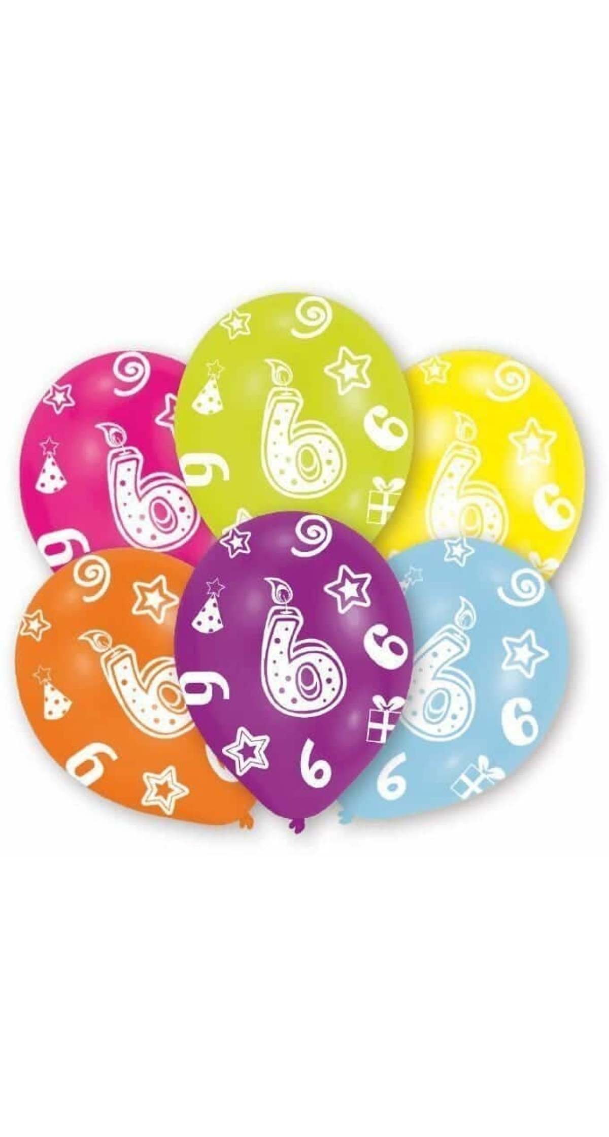6th Birthday Assorted Printed Latex Balloons 11" - 6pk