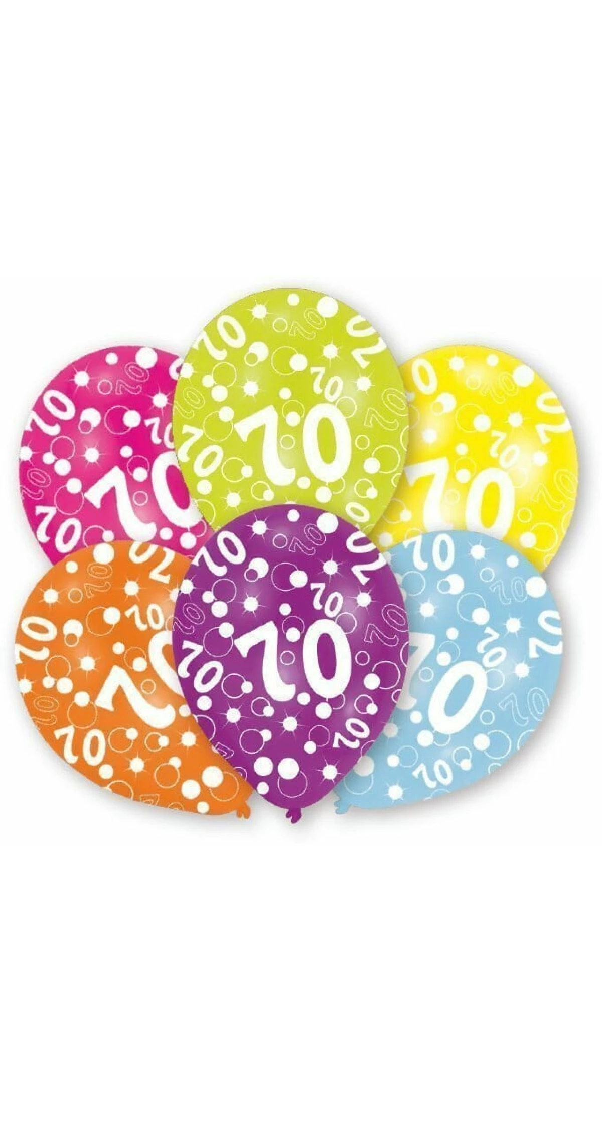 70th Birthday Assorted Printed Latex Balloons 11" - 6pk