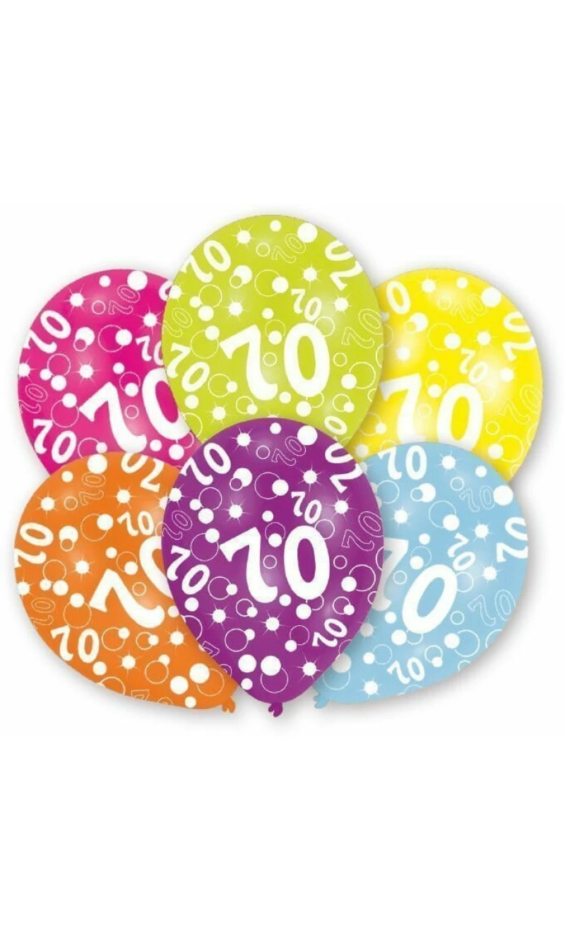 70th Birthday Assorted Printed Latex Balloons 11" - 6pk