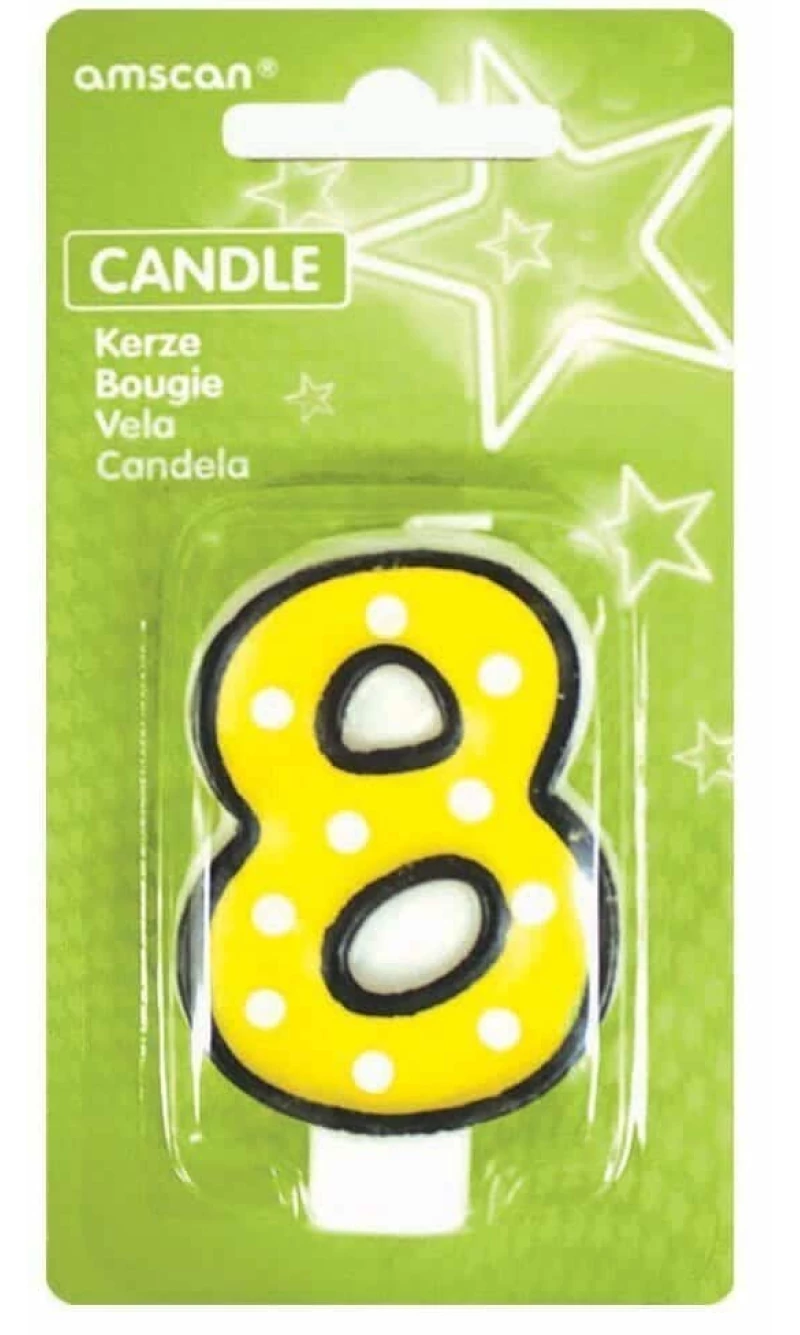 Candle Number 8 Yellow - 7cm