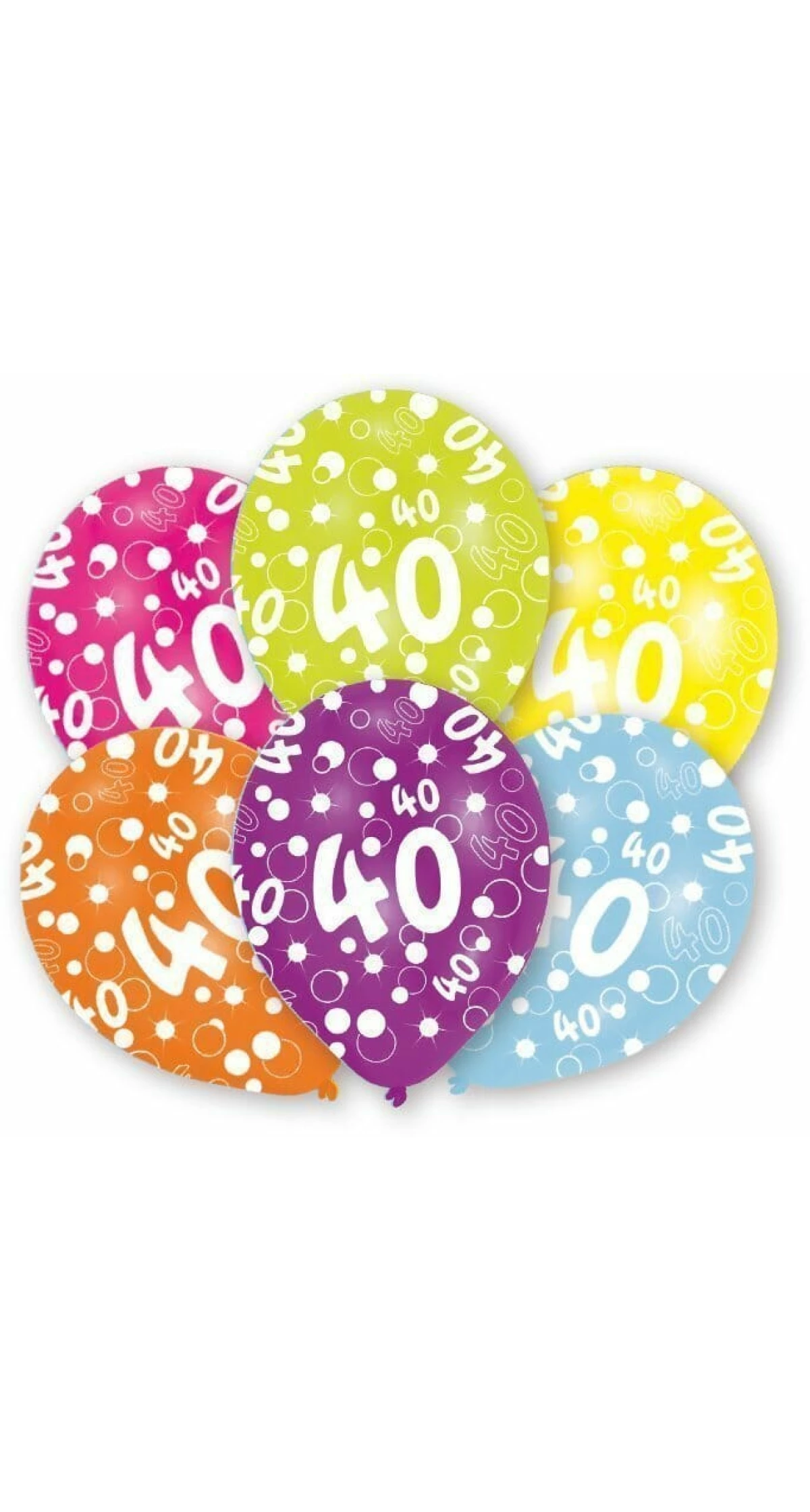 40th Birthday Assorted Printed Latex Balloons 11" -  6pk