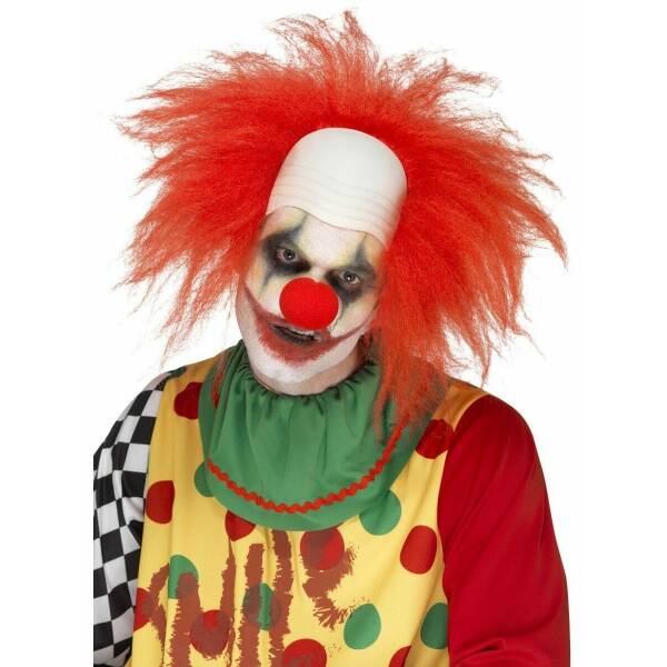 Deluxe Clown Wig Red With Bald Head - Adult One Size