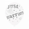 Just Married Pearl White 11'' Printed Latex Balloon (Helium Quality)- 6pk