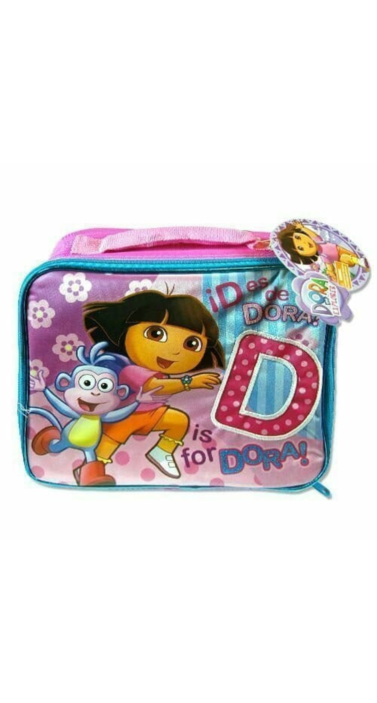 Dora The Explorer Pink & Blue Zipper Cooler Lunch Bag - 20cm x 25cm
