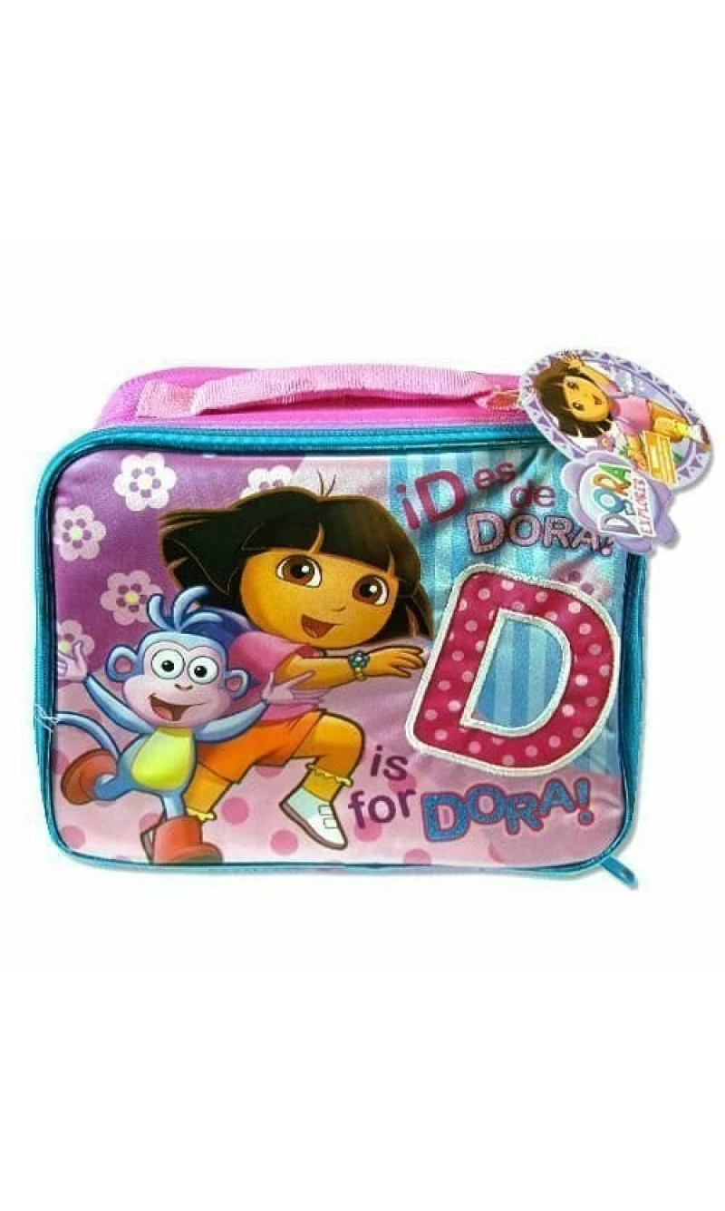 Dora The Explorer Pink & Blue Zipper Cooler Lunch Bag - 20cm x 25cm