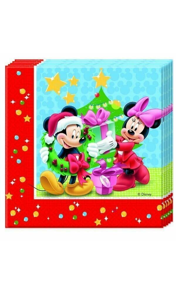 Mickey Christmas Time Two-Ply Paper Napkins 33x33cm - 20pk