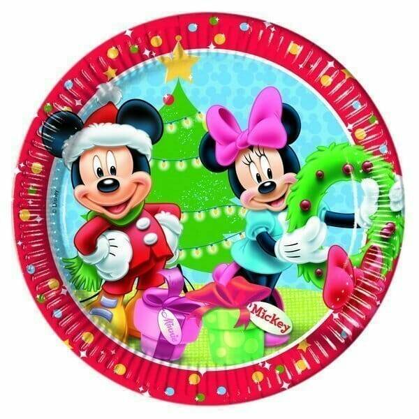Mickey Christmas Time Paper Plates Large 23cm - 8pk