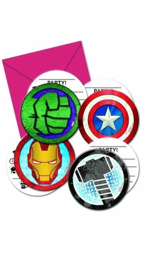 Mighty Avengers Die-cut Invitations & Envelopes - 6pk