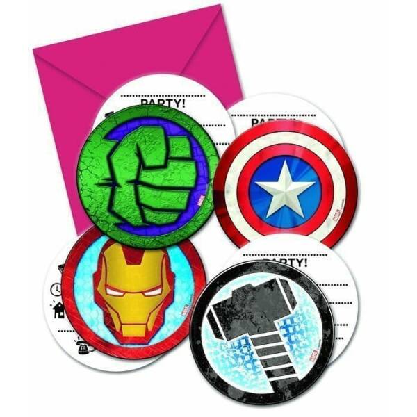 Mighty Avengers Die-cut Invitations & Envelopes - 6pk