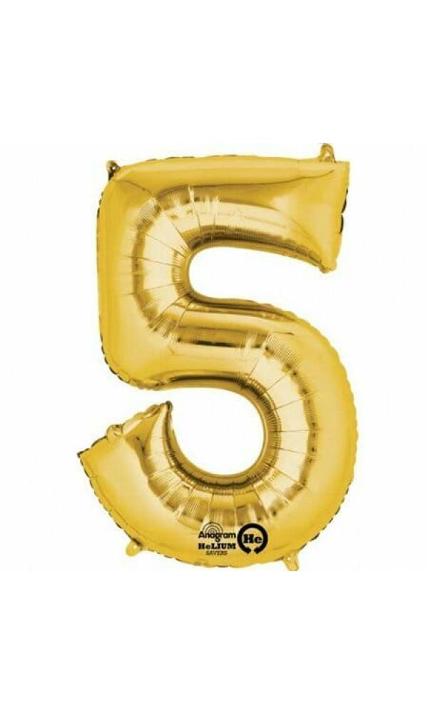 Gold Number " 5 " Foil Balloon 34''