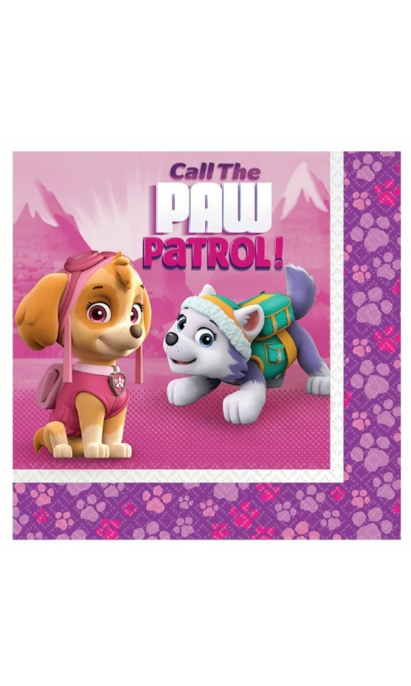 Paw Patrol Girl Napkins 33cmx33cm -20pk
