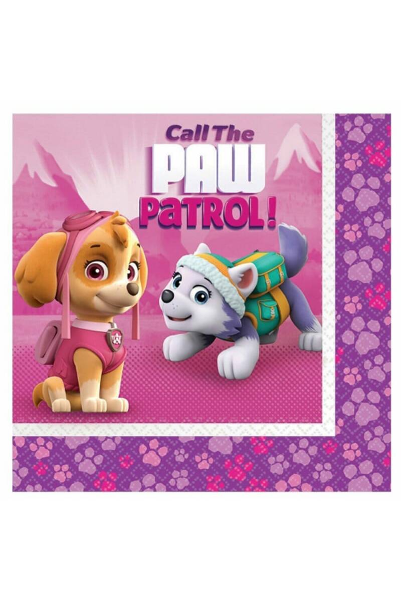 Paw Patrol Girl Napkins 33cmx33cm -20pk