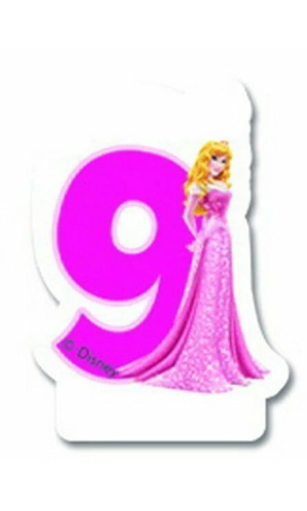 Disney Princess  Birthday Numeral Candles No 9 - 1pk