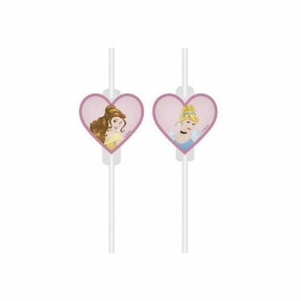 Disney Princess Medallion Paper Flexi Straws - 4pk