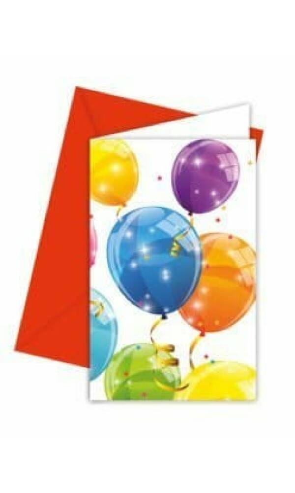 Sparkling Balloons Invitations & Envelopes  - 6pk