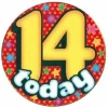 Jumbo Badge - 14 Today (TEF) Yellow & Red - 15cm