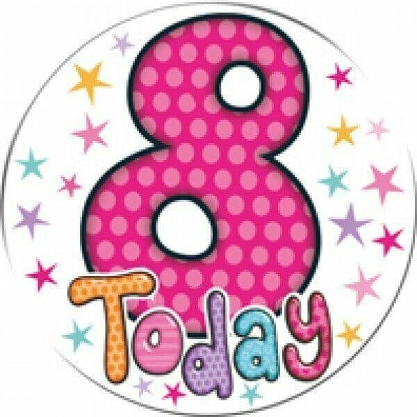 Jumbo Badge - 8 Today Pink (TEF) - 15cm