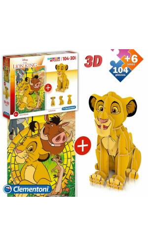 Disney The Lion King Puzzle With 3D Model - 104pcs