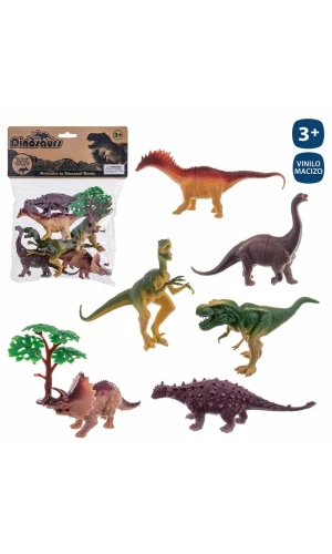 S/6 DINOSAUR WITH ACCESSORIES VINYL 16 CM