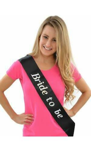Sash Bride To Be Black with Holographic Text - One Size