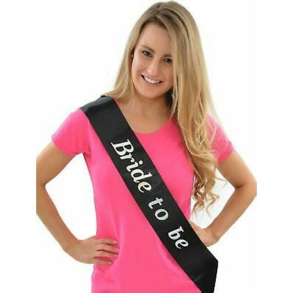 Sash Bride To Be Black with Holographic Text - One Size