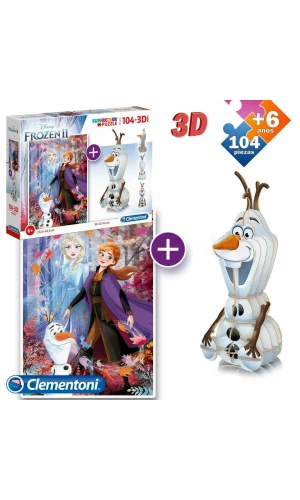 Jigsaw Puzzle With 3D Model Frozen 2 - 104pcs