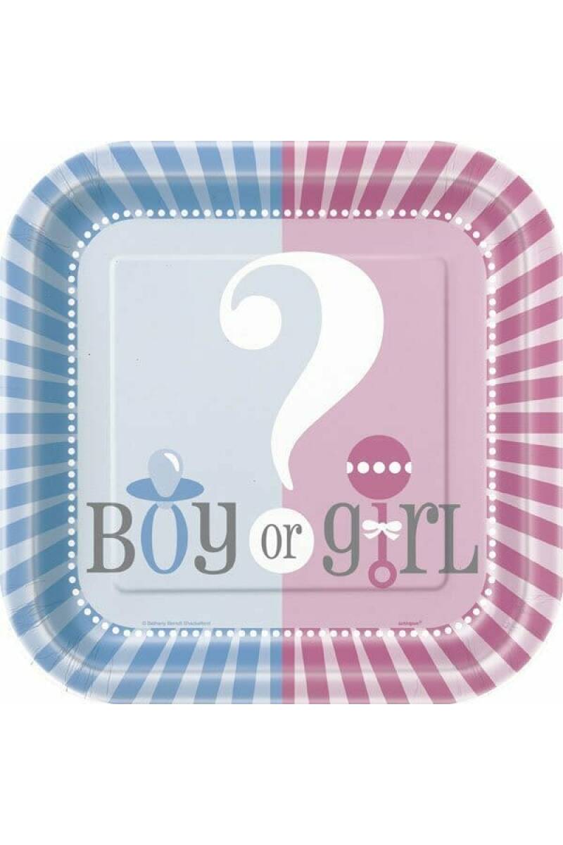 Gender Reveal Boy or Girl Large Plates 22.2cm - 8pk