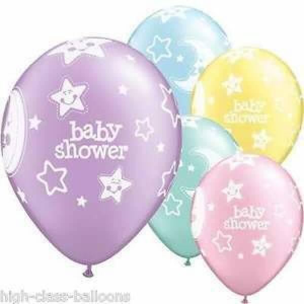 Baby Shower Moons & Star Assorted 11'' Printed Latex Balloon (Helium Quality)