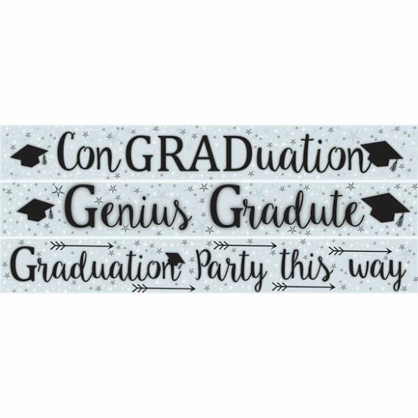 Graduation Paper Banners 3 Designs 1m Each - 3pk