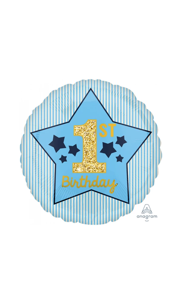 1st Birthday Round Foil Balloon – 17″ (43cm)