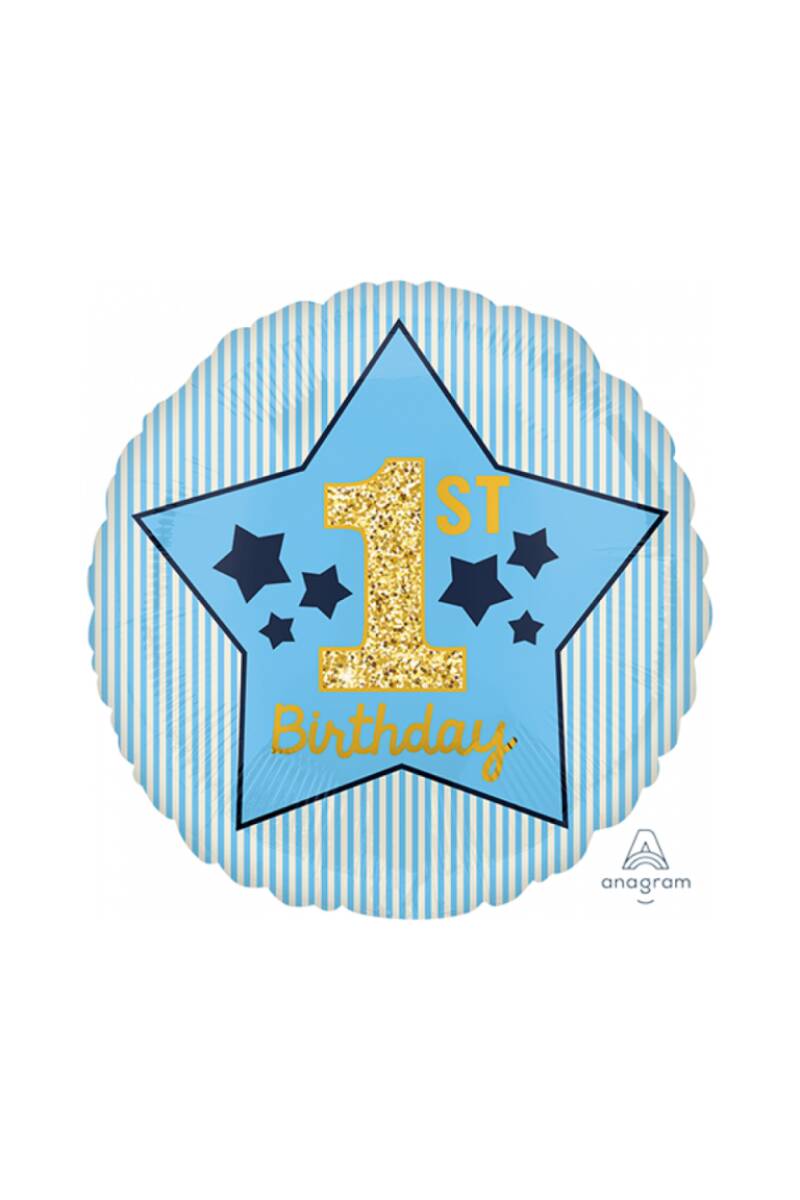 1st Birthday Round Foil Balloon – 17″ (43cm)