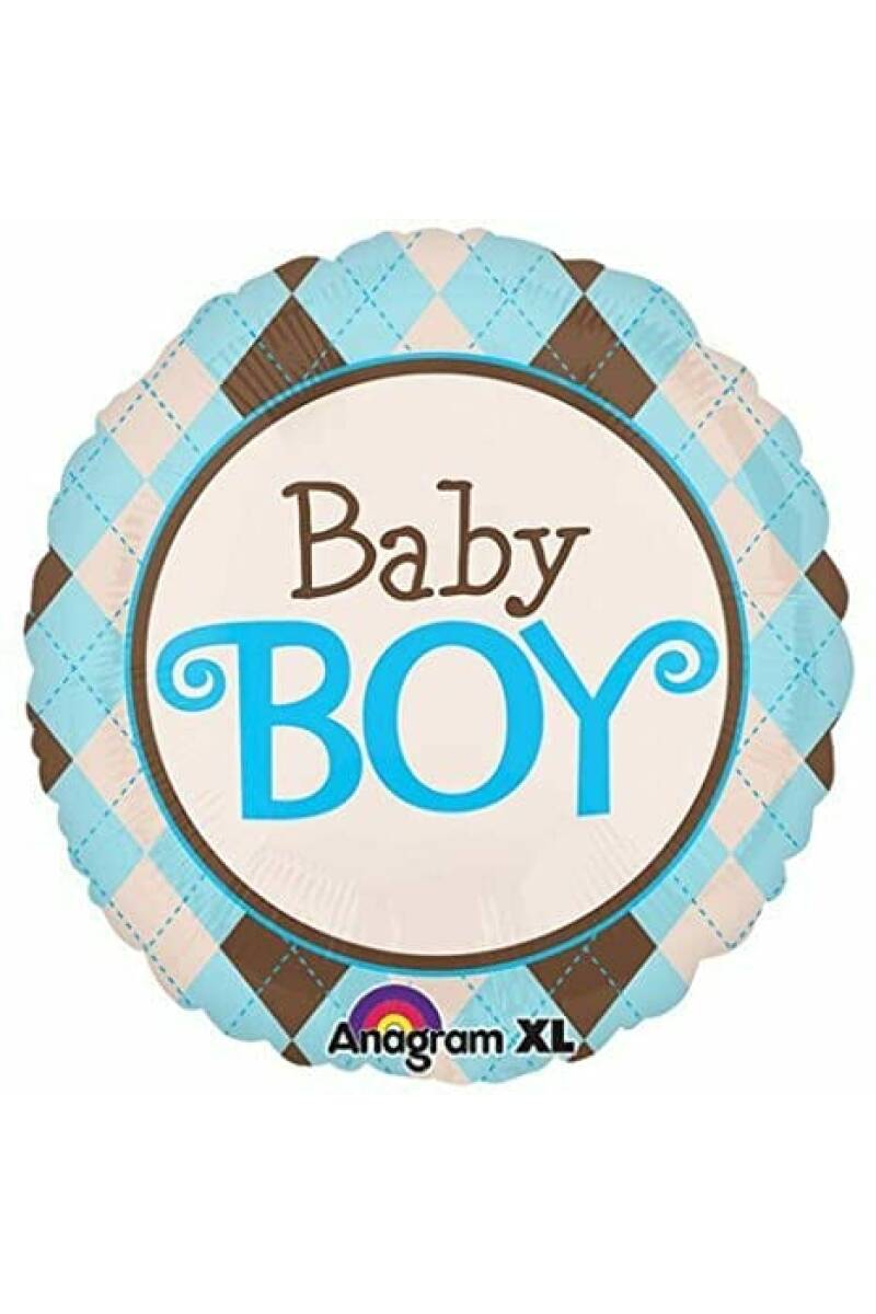 Argyle Tartan Baby Boy Foil Balloon - 32'' (81cm)