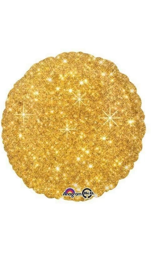 Circle Faux Sparkle Gold Foil Balloon - 43cm