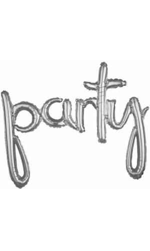 Silver Phrase ”Party” Foil Balloon – 39″ x 31″