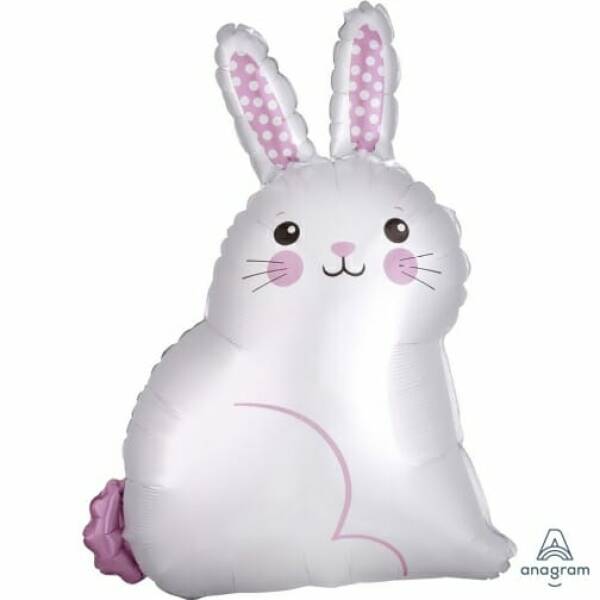 White Satin Bunny Junior Shape Foil Balloon 16'' x 22''