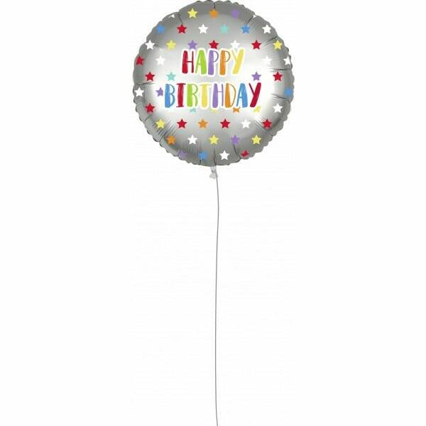 Silver Stars Birthday Round Foil Balloon - 18'' (46cm)