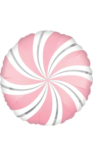 Satin Pink Candy Swirl Round Foil Balloon - 18" (45cm)