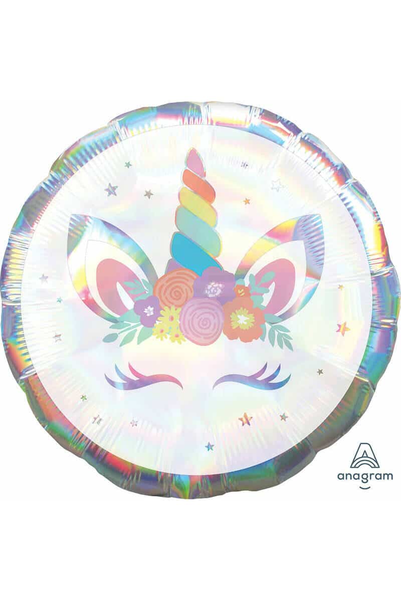 Unicorn Party Holographic Iridescent Foil Balloon 18'' (45cm)