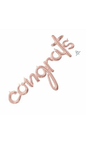 Rose Gold Phrase ”Congrats” Foil Balloon – 56” x 28”