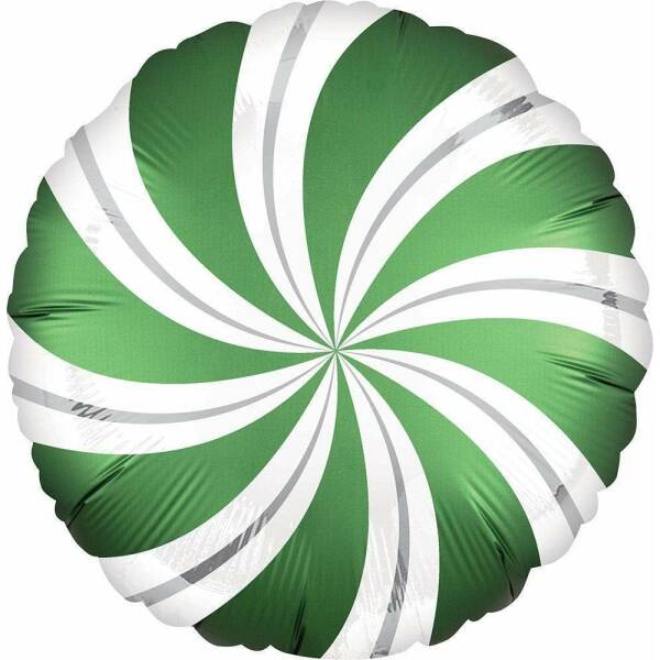 Satin Emerald Candy Swirl Round Foil Balloon 18'' (45cm)