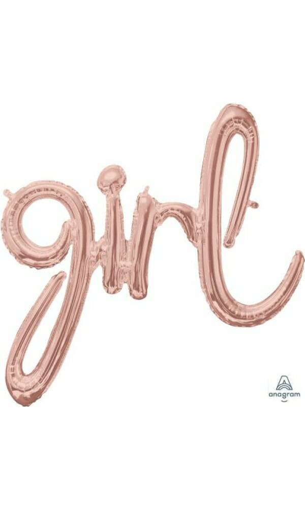 Rose Gold Phrase "Girl" Foil Balloon – 29″ x 30″