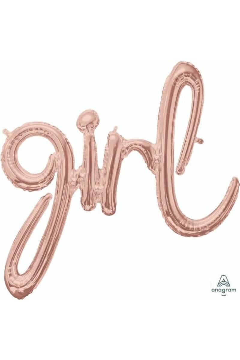 Rose Gold Phrase "Girl" Foil Balloon – 29″ x 30″
