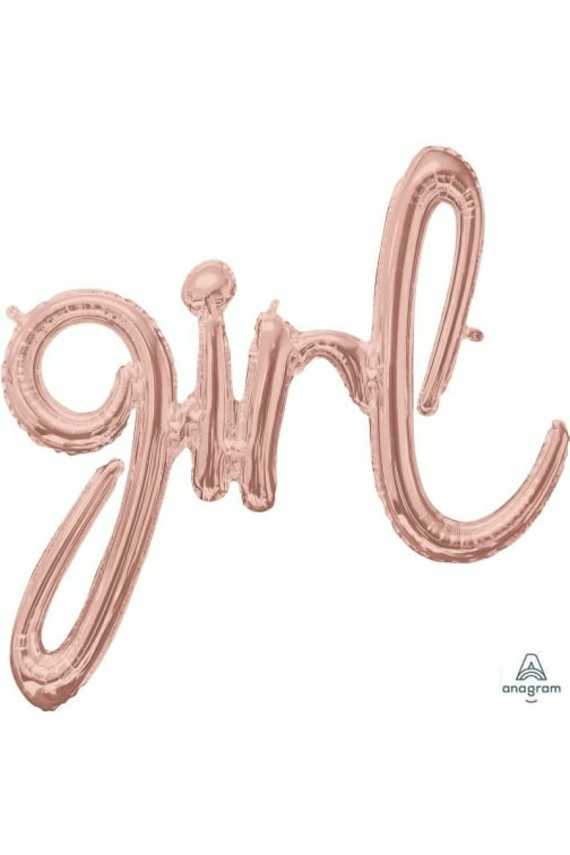 Rose Gold Phrase "Girl" Foil Balloon – 29″ x 30″